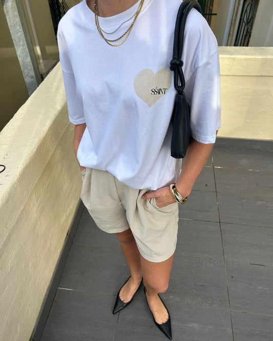 Cream heart tee