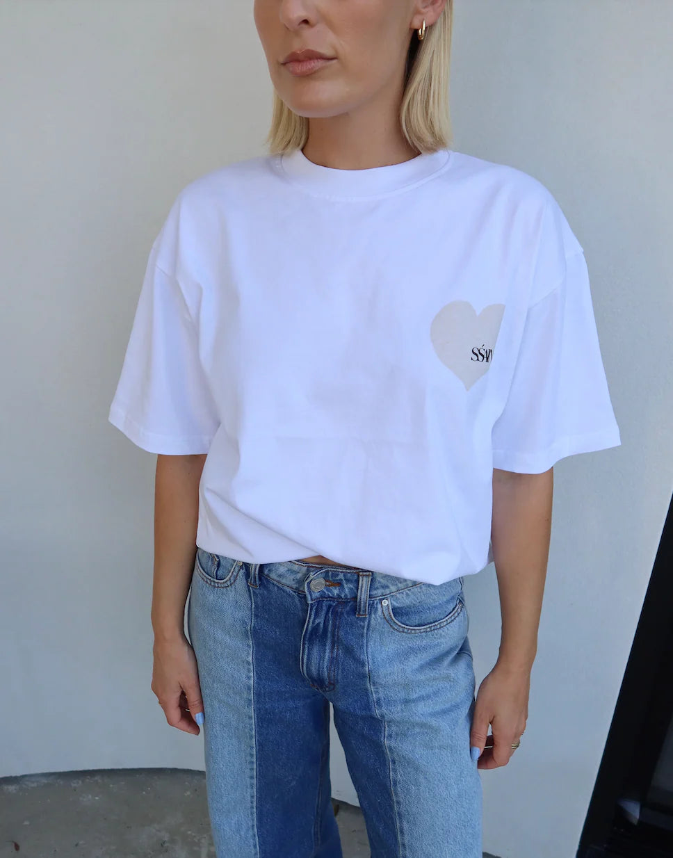 Cream heart tee